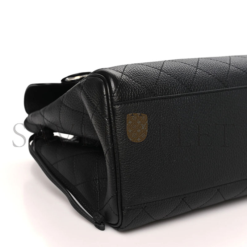 CHANEL GRAINED CALFSKIN STITCHED URBAN ESSENTIALS SHOPPING BAG BLACK AS99589 (37*22*14cm)